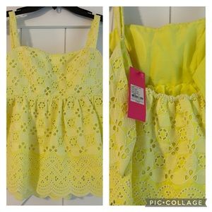Lilly Pulitzer yellow crocheted tank with tie back
